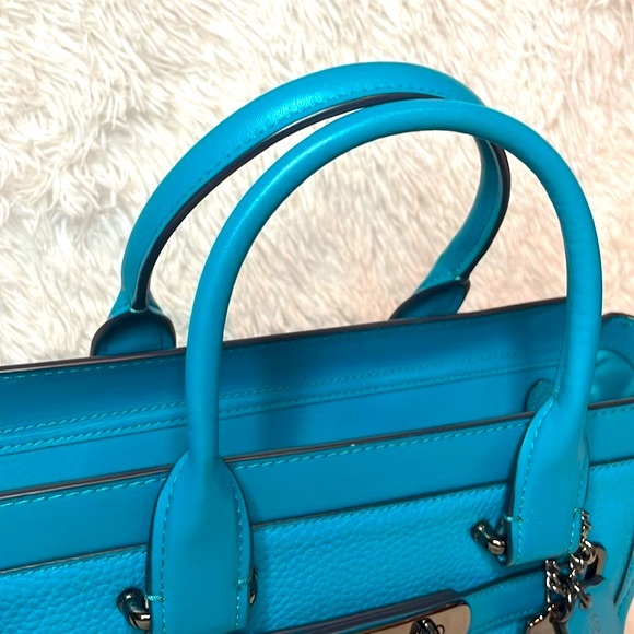 Coach Swagger 27 Turquoise Satchel Crossbody Purse Shoulder Bag & Wallet Set - Picture 8 of 17
